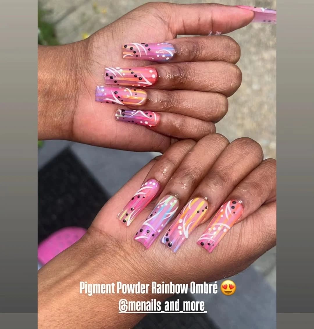 Rainbow ombre nail art